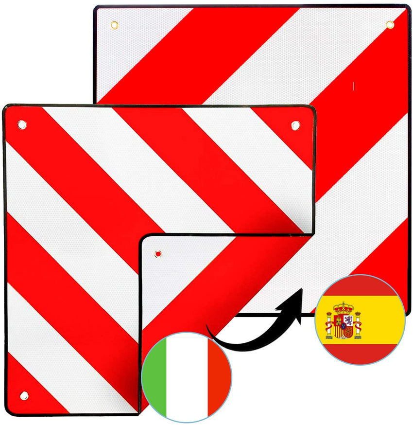 Warntafel Warnschild für hinten Spanien Italien 2 in 1 50x50cm Für