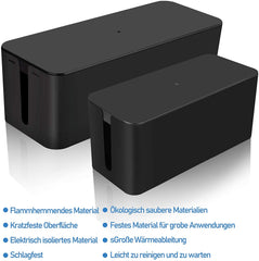 Kabelmanagement-Box 2 Stücke, Kabel Organizer schwarz, Aufbewahrungsbox zum Verstecken von Steckdosenleisten