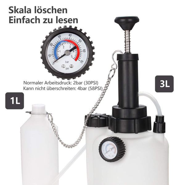 Hengda Bremsenentlüfter Bremsenentlüftungsgerät 3l Fassungsvermögen mit Auffangflasche