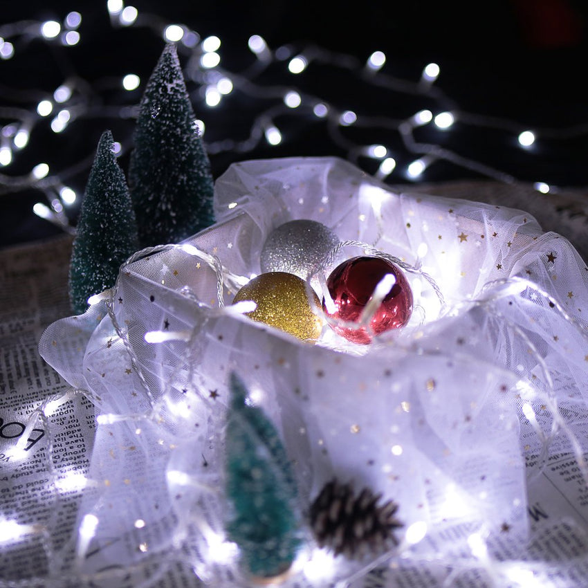 30M 300 LED Lichterketten Kaltweiß Christbaumschmuck Transparent für Weihnachten