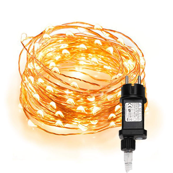 Hengda 10M Wasserdicht Kupferdraht Lichterkette Warmweiß 100 LEDs mit 8 Modi