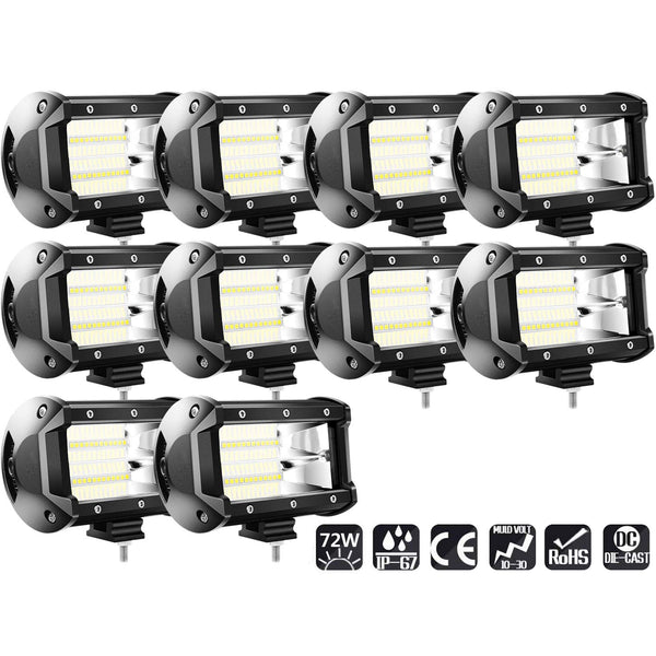 Hengda 10 x 72W LED Arbeitsscheinwerfer Zusatzscheinwerfer 12V Auto Flutlicht Spotlight