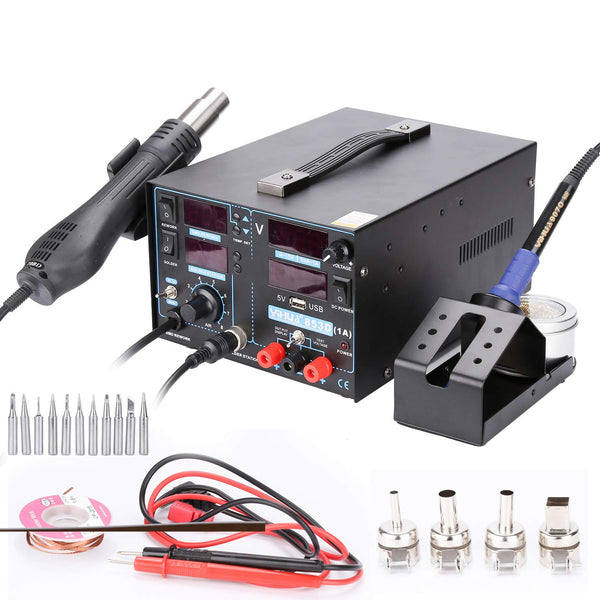 wolketon Lötkolben Lötstation 853D 765W 3in1 SMD Rework Station Lötset