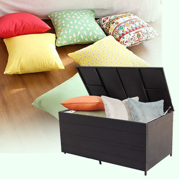 Wolketon XXL 146CM 950L Schwarz Garten Kissenbox Aufbewahrungsbox