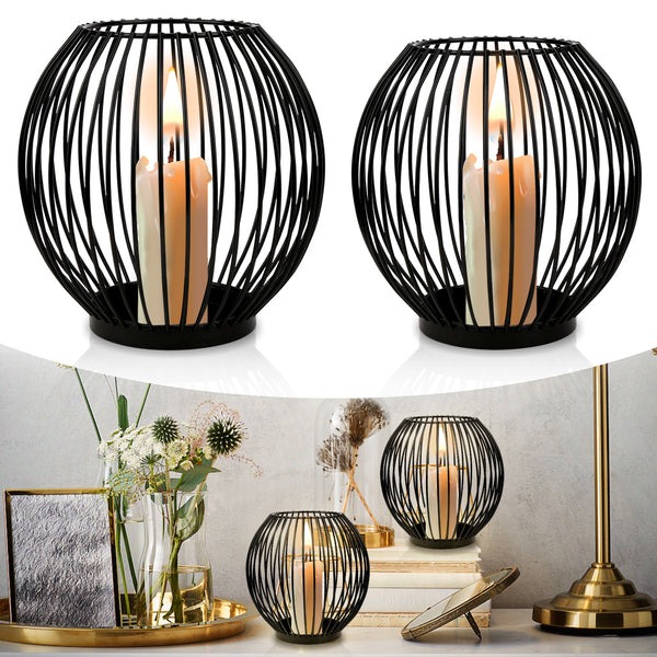Hengda Kerzenständer Oval Schwarz Kerzenhalter Kerzenständer Stabkerzen Kerzenständer Eisen Kerzenständer