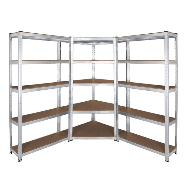 Wolketon Verzinkt Eckregal Schwerlast 180x90x40cm, mit 5 Böden MDF-Böden und Stahl Steckrega, Höhenverstellbar