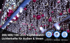 Hengda 10m/15m/20m LED Eisregen 8 Modi Lichtervorhang Lichterkette 200/400/600 LEDs