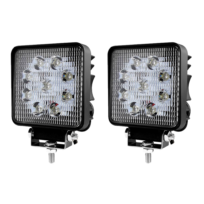 2X 27W LED Scheinwerfer Quadrat Arbeitsscheinwerfer Arbeitslicht mit 9 LEDs Reflektor Rückfahrscheinwerfer