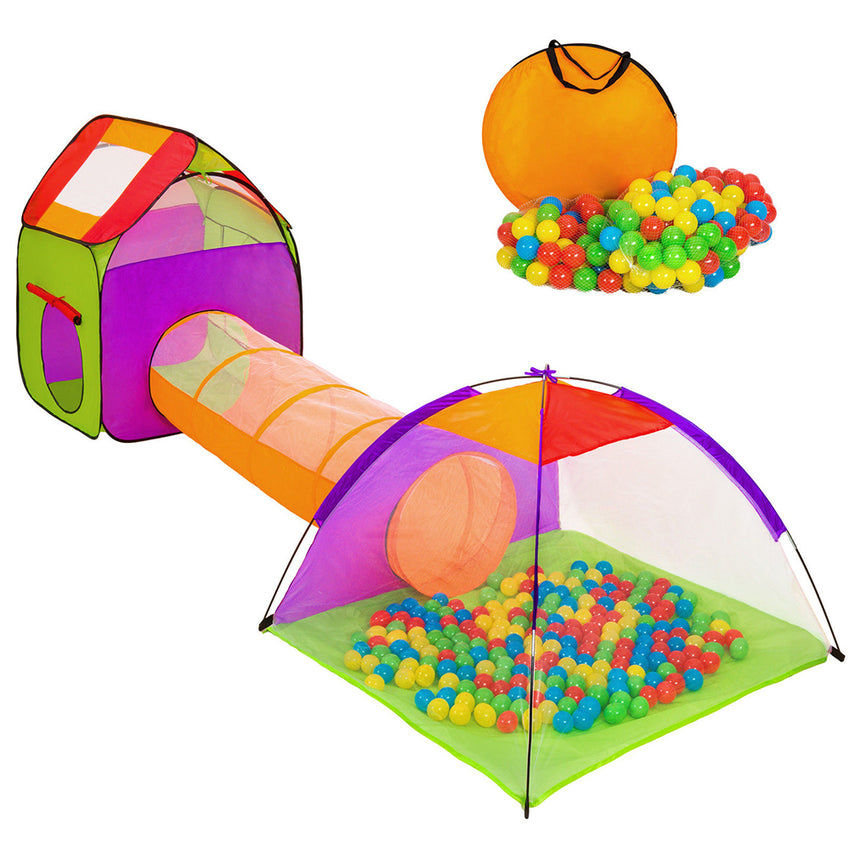 Hengda Kinder-Iglu-Zelt mit Tunnel und 200 Bällen Kinderspielzelt mit Bällen für Kinder, faltbares Pop-Up