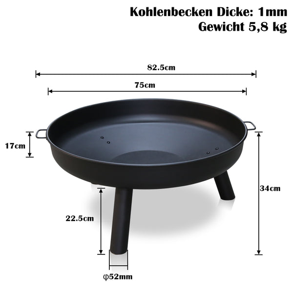 Hengda Feuerschale 82cm Pflanzschale Terrassenfeuer Feuerstelle Rost mit Griffen