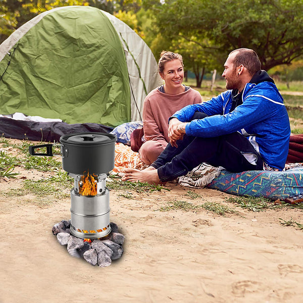 Campingkocher Holzofen Tragbar Klapp und Edelstahl Herd