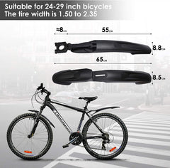 Hengda Fahrrad Schutzbleche für Fahrräder mit 24-29 Zoll Steckblech-Set schwarz Schutzblech Spritzschutz für Vorn & Hinten Fahrrad Schutzblech Set