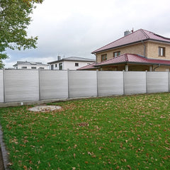 Hengda WPC Sichtschutz Zaun Grau (4 Zaun inkl. 5 Pfosten)