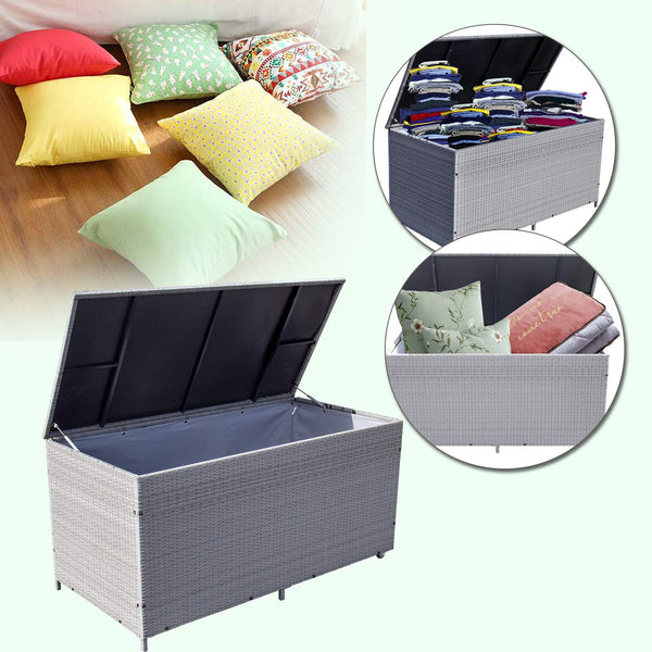 Wolketon XXL 146CM 950L Grau Garten Kissenbox Aufbewahrungsbox