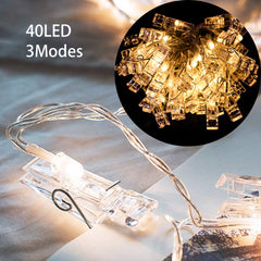 Hengda LED Fotoclips Lichterkette, Warmweiß, 3 Modi 40 Foto-Clips, 4.2 Meter