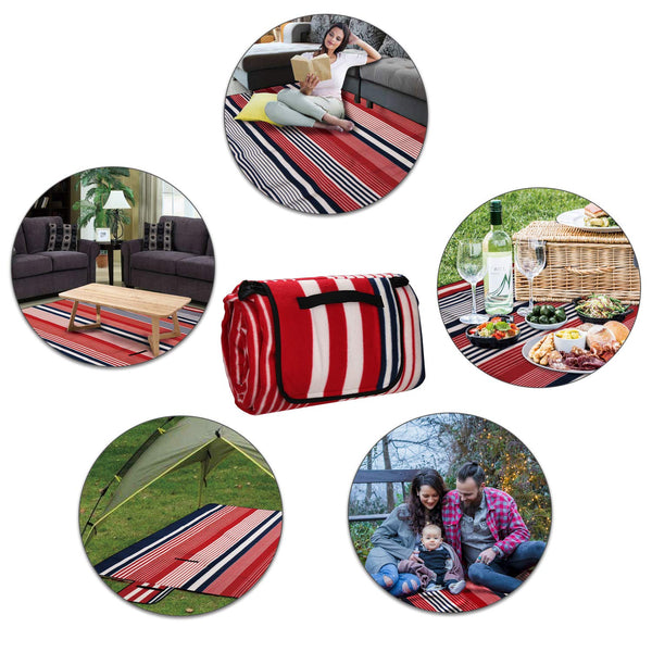 Wolketon Picknickdecke Wasserfeste Picknick Stranddecke Faltbar Rasen 200x200cm Rot