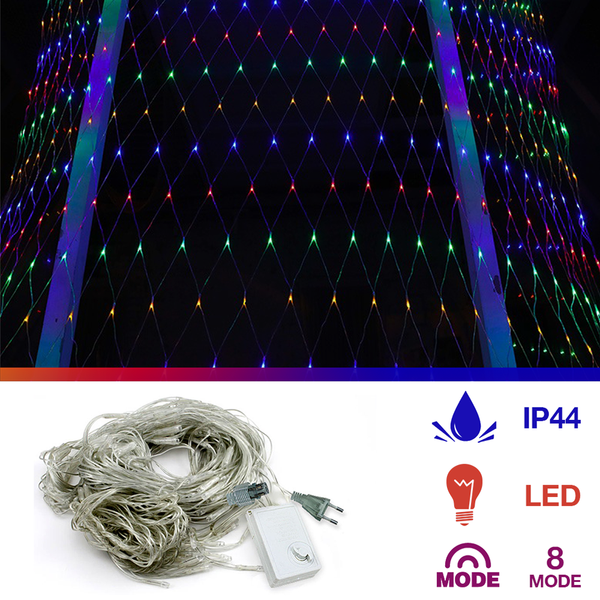 2 * 2M LED Lichternetz Lichterkette mit 204 LEDs Weihnachten mit Steuerbox Netz-ineinander greifen Bunt Warmweiß