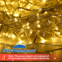 Hengda LED Lichterkette Aussen, 60m 600LEDs mit ferngesteuertem Timer, 8 Leuchtmode, IP44,Außenlichterkette Deko Beleuchtung Weihnachtsbeleuchtung für Weihnachten Halloween Hochzeit, Kaltes Weiß