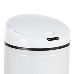 30 L Mülleimer Automatik Küche Abfalleimer IR Sensor Abfallsammler hochglanzpoliertem Edelstahl Mülltonne Oval Weiß