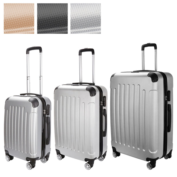 Tolletour 4 Rollen Silber Trolley M-L-XL Handgepäck Hartschalenkoffer