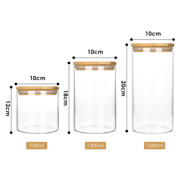 Vorratsglas Vorratsdosen Vorratsgläser Müsli mit Bambusdeckel 3 Größen