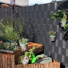 Hengda Sichtschutzstreifen,10pcs Anthrazit Hartes PVC Höhe 19 cm x Breite 252 cm UV-Resistent