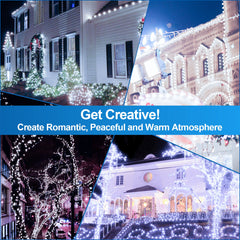 Hengda LED Lichterkette Aussen, 60m 600LEDs mit ferngesteuertem Timer, 8 Leuchtmode, IP44,Außenlichterkette Deko Beleuchtung Weihnachtsbeleuchtung für Weihnachten Halloween Hochzeit, Kaltes Weiß
