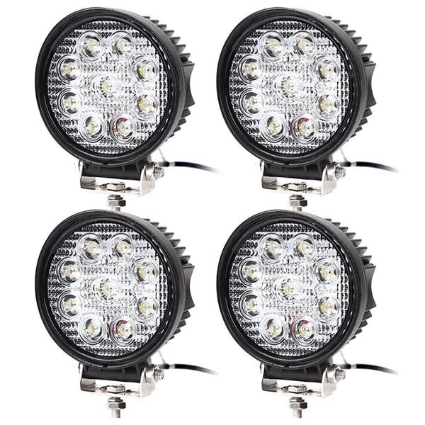 27W LED Scheinwerfer Eckig/Rund Arbeitsscheinwerfer mit 9 LEDs Rückfahrscheinwerfer