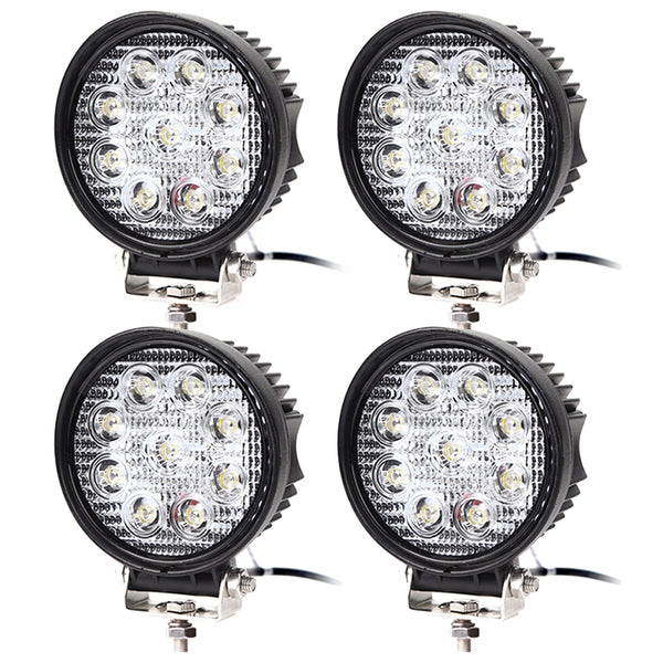 4X 27W LED Scheinwerfer Runde Arbeitsscheinwerfer Arbeitslicht mit 9 LEDs Reflektor Rückfahrscheinwerfer
