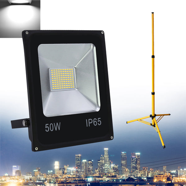 Hengda® LED Strahler 50W Kaltweiß Fluter  Floodlight Flutlicht  Außenbeleuchtung Wasserdicht IP65 Außenstrahler AC85 - 265V  Außenstrahler Außenleuchte Wandstrahler  mit Stativ