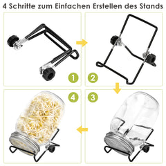 Hengda Sprossenglas Keimglas 2er Set 950ML Sprossenglas mit Deckel & Sieb Sprossen Keimgerät für Alfalfa Kresse Brokkoli