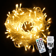 Hengda LED Lichterkette Aussen, 60m 600LEDs mit ferngesteuertem Timer, 8 Leuchtmode, IP44,Außenlichterkette Deko Beleuchtung Weihnachtsbeleuchtung für Weihnachten Halloween Hochzeit, Kaltes Weiß