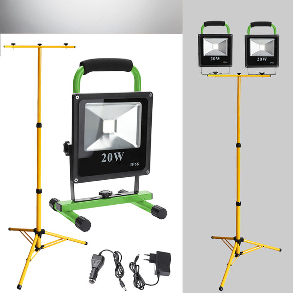 hengda-2x-20w-led-kaltweiss-grun-akku-strahler-mit-teleskop-stativ