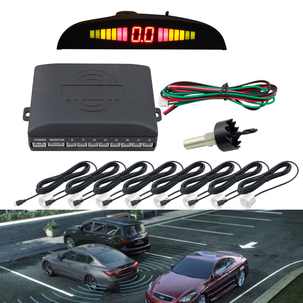 Einparkhilfe 8 Sensoren Auto Rückfahrwarner Rückfahrsystem Parksensoren Silber KFZ PKW PDC