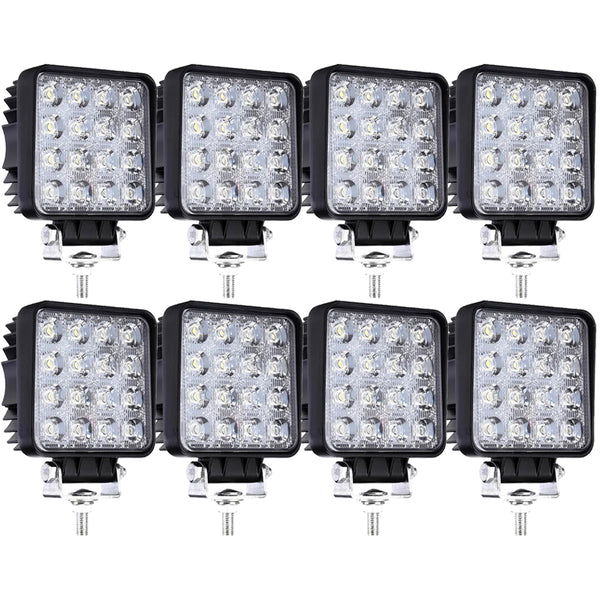 8X 48W LED Scheinwerfer Quadrat Arbeitsscheinwerfer Arbeitslicht Rückfahrscheinwerfer Zusatzscheinwerfer