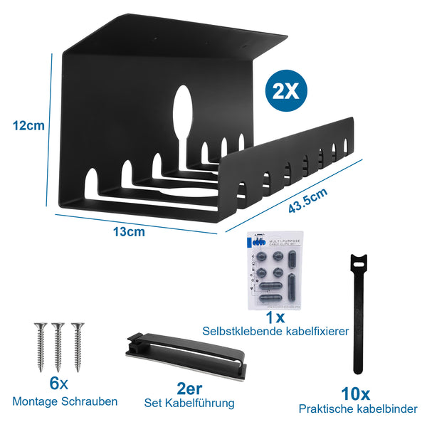 Hengda Kabelhalter Schreibtisch Kabelrohr Organizer Kabelkanal Cable Kabelclip schwarz