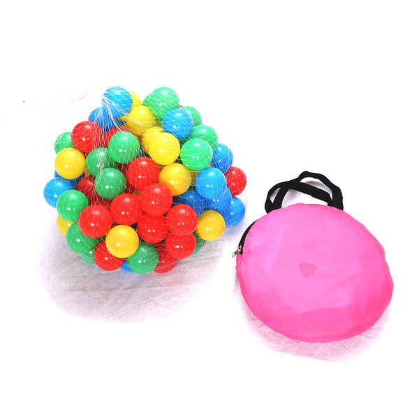 Hengda Klappbar Spielzelt Pink Kinderzelt mit 100 Bällen Marina Pop Up Faltbares Ball-Pool-Cottage
