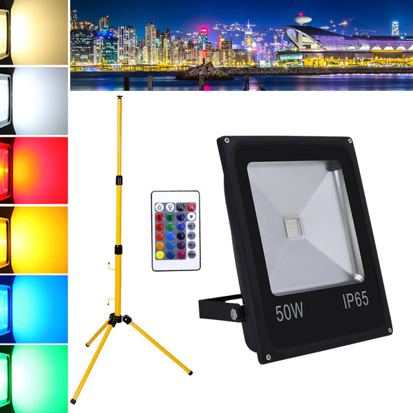 Hengda 50W RGB LED Fluter Außenbeleuchtung Mit Teleskop Stativ