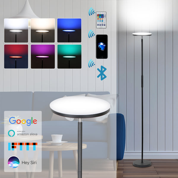 Hengda Smart RGB LED Stehleuchte Stehlampe WIFI APP Kompatibel mit Alexa/Google Rund