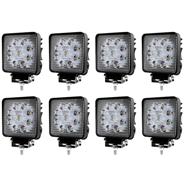 8X 27W LED Scheinwerfer Quadrat Arbeitsscheinwerfer Arbeitslicht mit 9 LEDs Reflektor Rückfahrscheinwerfer