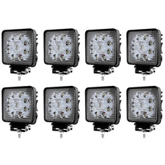8X 27W LED Scheinwerfer Quadrat Arbeitsscheinwerfer Arbeitslicht mit 9 LEDs Reflektor Rückfahrscheinwerfer