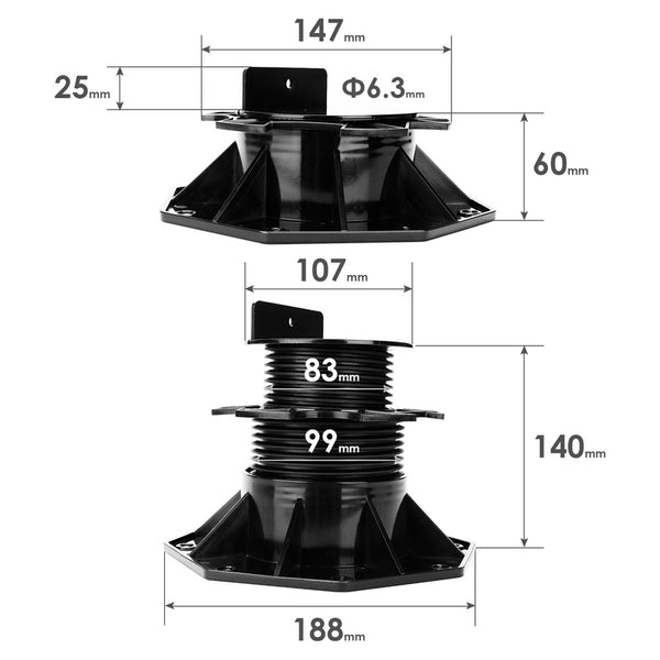Hengda Stellfuss 10 stk Stelzlager WPC Terrassenlager L-Winkel Terrasse Möbelfuße