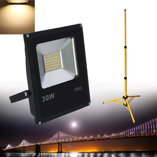 Hengda® LED Strahler 30W Warmweiß Fluter  Floodlight Flutlicht  Außenbeleuchtung Wasserdicht IP65 Außenstrahler AC85 - 265V  Außenstrahler Außenleuchte Wandstrahler  mit Stativ