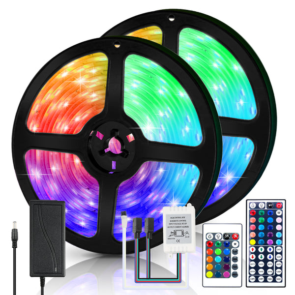 Hengda LED Strip 2m - 10m LED Licht 5050 RGB wasserdichter Lichterkette Dimmbar LED Streifen 24/44 TASTEN für Party Haus selbstklebendes Klebeband