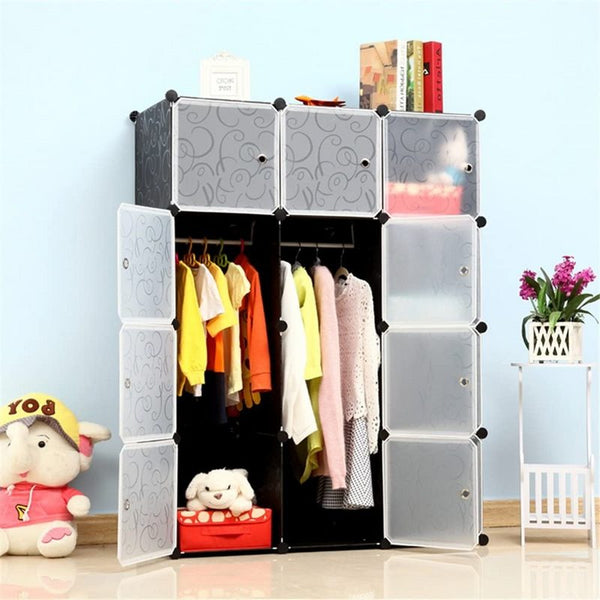 Kleiderschrank für kinder 12 Würfel Schwarz