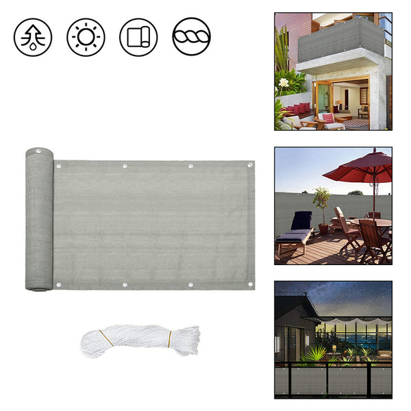 Balkonsichtschutz Doppelseitige Beschichtung Blickdicht HDPE mit Ösen und Kordel Sonnenschutz UV-Schutz