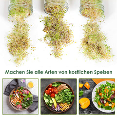 Hengda Sprossenglas Keimglas 2er Set 950ML Sprossenglas mit Deckel & Sieb Sprossen Keimgerät für Alfalfa Kresse Brokkoli