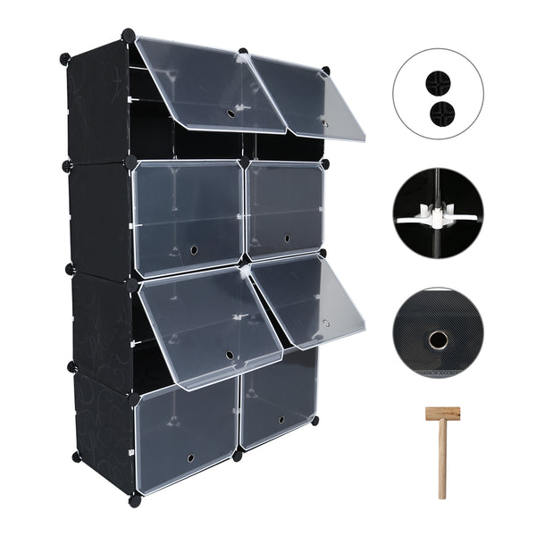 Hengda DIY Kleiderschrank Garderobe mit Türen Steckregal Regalsystem Kleiderschrank