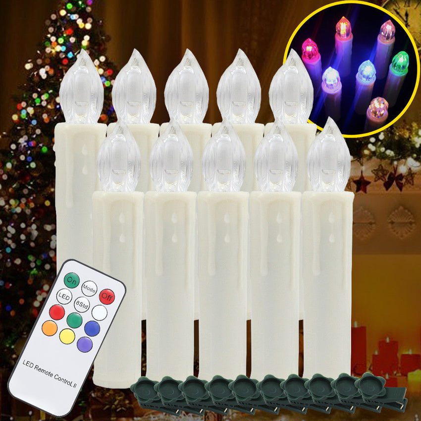 Hengda LED Weihnachtskerzen Kabellos mit Fernbedienung Inkl Batterien Warmweiß LED Lichterkette RGB Multicolor LED Kerzen