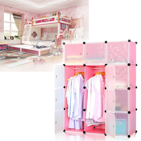 Kleiderschrank 6 Boxen Weiß/ 8 Boxen Bedruckter Verzierung/ 12 Boxen Schwarz/ 12 Boxen Blau/ 12 Boxen Rosa/ 16 Boxen Schwarz/ 12 Boxen Holzmaserung
